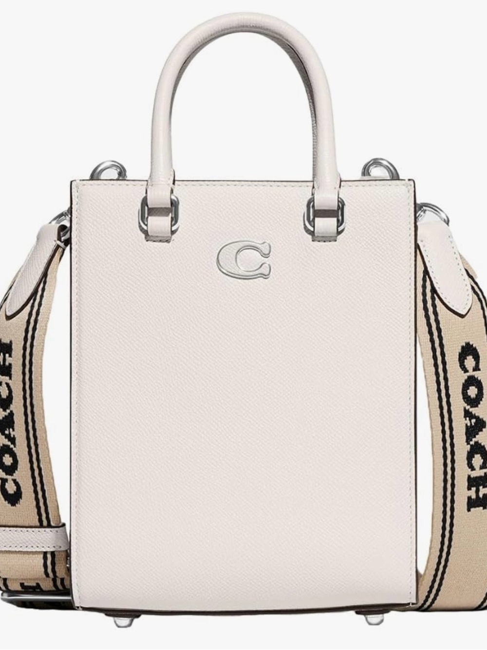 Coach Unisex Tote 16 in Crossgrain Leather, Chalk color, NWT